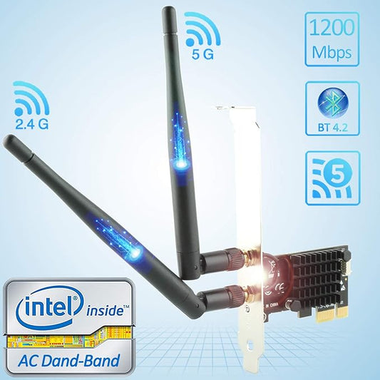 Ubit AC1200 PCIe WiFi Card with BlueTooth 4.2